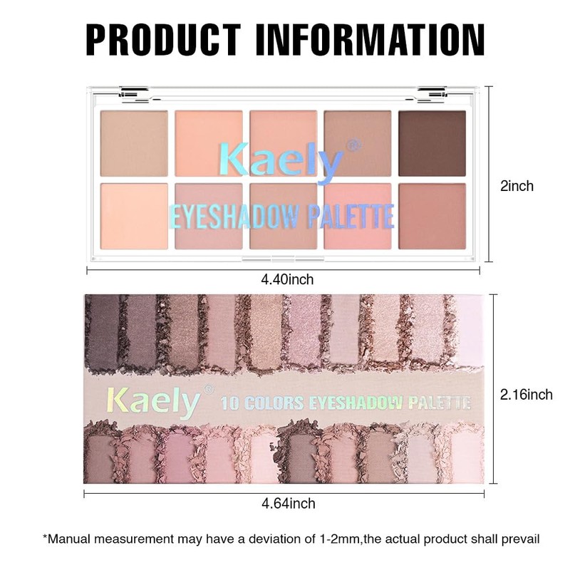 10 Eyeshadow Palette, Neutral Nude Brown Matte Eyeshadow Makeup,07