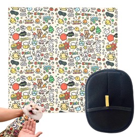 TURAOHU 27.6x27.6 Cat Wrap for Cutting Nails, Cat Grooming Wrap with Pet Hair Removal Glove, Cats Restraint for Nail Clipping Ear Cleaning Teeth Brushing