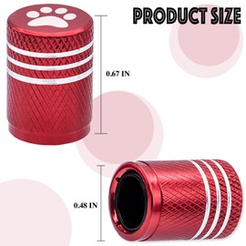 MEAJOO 5PCS Cat Dog Paw Tire Valve Stem Caps, Aluminum Air Caps Cover, with Plastic Liner Corrosion Resistant Leak-Proof, Universal for Cars, SUVs, Bikes, Trucks and Motorcycles (Red)