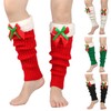 Warm Knitted Christmas Stockings & Leg Warmers with Ribbon (Free Size) Size/Green Band No. 8 3ea