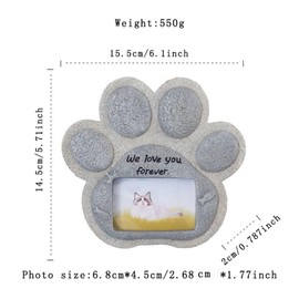 Pet Memorial Plaque for Cats - Resin Pet Grave Marker with Photo Frame (Holds 6.4x5cm Picture), 15.5x14.5cm Keepsake for Garden, Cemetery, Home Decor