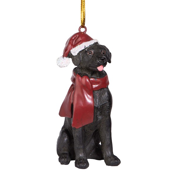 Design Toscano JH576310 Black Labrador Retriever Holiday Dog Christmas Tree Ornament Xmas Decorations, 8 cm, Polyresin, Full Color