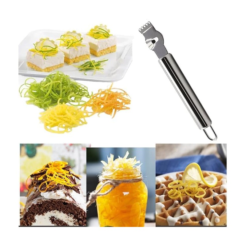 LiZEROGDAX 2Pcs Channel Knife, 2 in 1 Lemon Zester Tool,