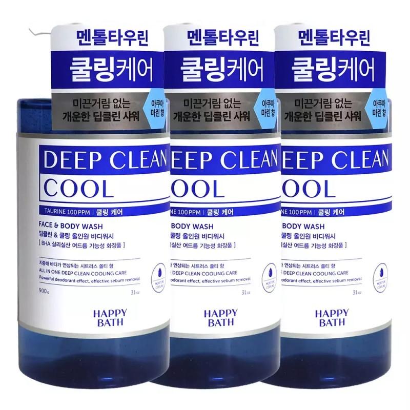 Happybath 해피바스 딥클린 타우린 쿨링케어 바디워시 900g x3개 Happybath Deep