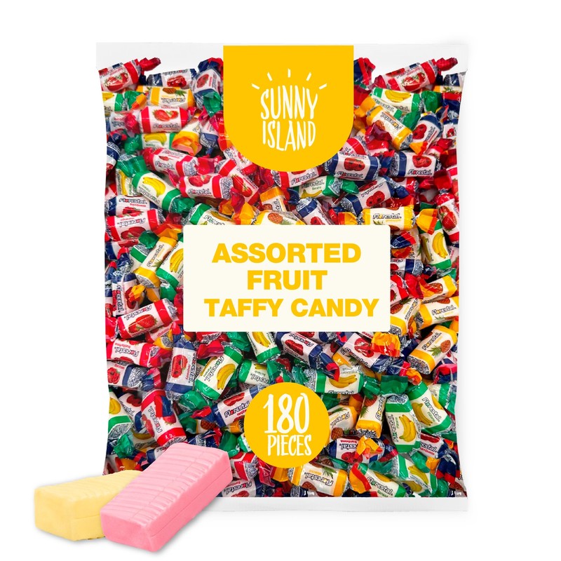 Assorted Fruit Taffy Candy, 2-Pound Bag (About 180 Pieces)