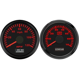 ELING 52mm GPS Speedometer 0-120MPH Speedo Gauge with 0-7000RPM Tachometer with Backlight for RV SUV 12V 24 Volts (Black+Black, 0-120MPH with 0-7000RPM)