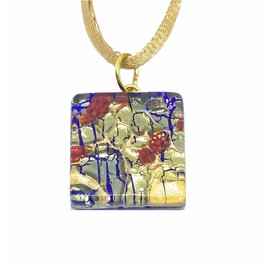 Glass Pendant, Murano Glass Pendant, Handmade Glass Pendant, Millefiori Pendant, Gold Leaf, Murano Glass Jewellery, Glass from Venice, Venetian Glass, 2cm x 2cm (Diana Sml)