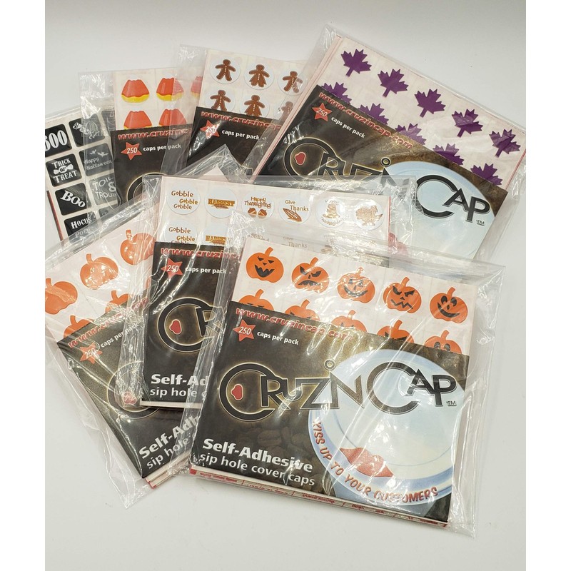 Sip Hole Cover, 7 Pkgs of 250 Caps Each, Fall
