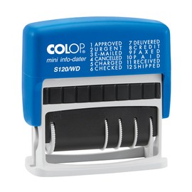 COLOP Self-Inking S Model Line Dater, Non-Toxic and Water Based Ink, Adjustable Date Stamp (S-120/WD Message Dater, 5/32")