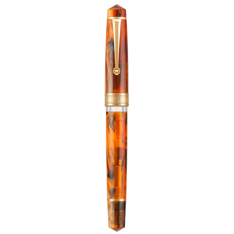 Asvine P20 Piston Fountain Pen Amber Resin, Iridium Medium Nib