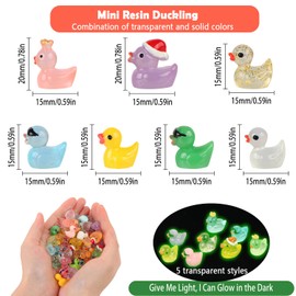UHOMENY Mini Resin Ducks with 7 styles 56pcs Tiny Ducks Statues Cute Colorful Small Animals Figures Miniature Ducklings with box for Aquarium Garden Landscape Christmas Birthday Party