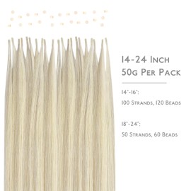 WENNALIFE I Tip Hair Extensions Human Hair, 50g 100s 16 Inch Ash Blonde Highlighted Platinum Blonde Remy Itip Human Hair Extensions Invisible Itips Straight I Tips Fusion Extensions Real Human Hair