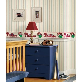 York Wallcoverings ZB3299BD L.A. Dodgers Prepasted Border, Bright White/Scarlet Red