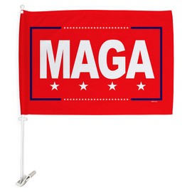 Trump Flag MAGA Make America Great Again Car Flag -Patriotic Vote President Democrat Republican Tea Party United State American Election - House Decoration Banner Small Garden Yard Gift Made in USA 12 X 18