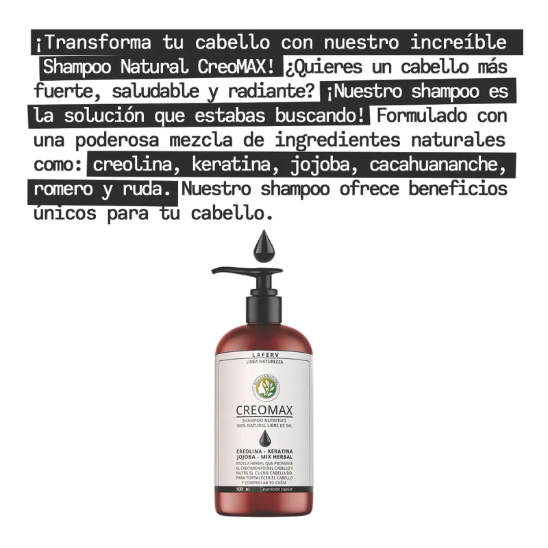 2 Shampoos Creolina + Activos Naturales Anticaída + Brillo