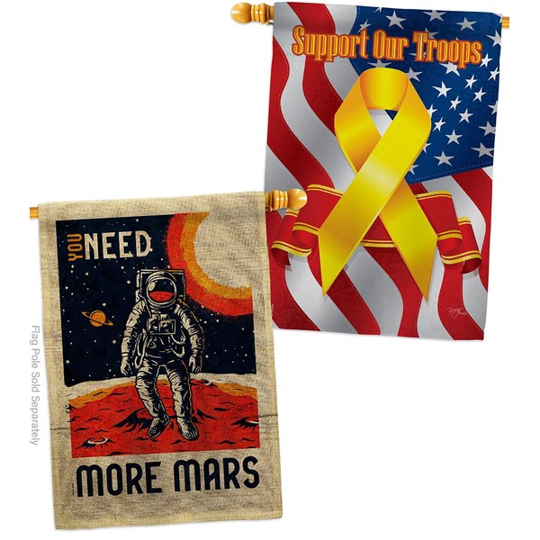 More Mars Burlap House Flag - Pack Armed Forces NASA
