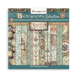 Stamperia - Scrapbook Paper Pad for Scrapbooks, Albums, Cards, Bullet Journals and More, Acid Free, Double-Sided, Perfect for Crafts and Gifting (Gardens of Time Background Selection) (20.3 x 20.3cm)