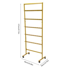 LYNICESHOP 5-Tier Champagne Glass Holder with Wheels & Brakes, Mobile Champagne Wine Flutes Display Stand for 40 Glasses, Rolling Metal Champagne Tower Rack for Wedding, Party, Bar Events (Gold)