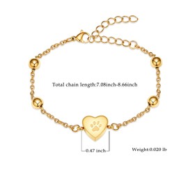 Pet Paw Urn Bracelet for Ashes Adjustable Heart Cremation Bracelet for Pets Ashes Stainless Steel Dog Cat Cremation Jewelry Memorial Keepsake Bracelet