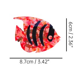 Fantasy Stripe Fish Hair Clip,Acetate Hair Clip,Big Claw Clip for Women,Red