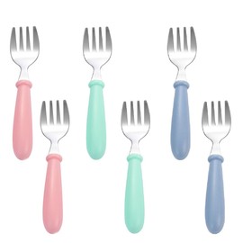 6 PCS Baby Forks Cutlery Childrens Fork with Rounded Tips or Self Feeding Metal Forks Boys Girls Small Training Fork for Children Safe Flatware