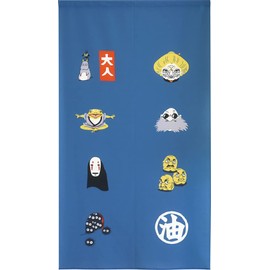 Ghibli Spirited Away Goods, Interior Goods, Tapestry Poster, Noren, Haku Kaonashi, Yubaba Divider, Blindfold, Width 33.5 x Length 59.1 inches (85 x 150 cm), Aussho Blue 99659