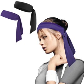 Head Ties Headband for Men & Women (2 Pack) Sport Headbands Adjustable Hair Band Scarf Wrap Bandana for Tennis Basketball Soccer Running Workout Yoga Gym Cycling Fitness Under Helmet Liner Headwear