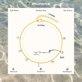 Gold Ankle Bracelet for Women,18k Gold Plated Titanium Dainty White CZ Beach Summer Foot Jewelry Anklet for Women 8+2inch