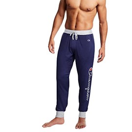 Champion mens Champion Men's Sleep Rib Cuff Jogger Pant Pajama Bottom, Athletic Ny/Oxford Gray Heather-script Logo, Large US