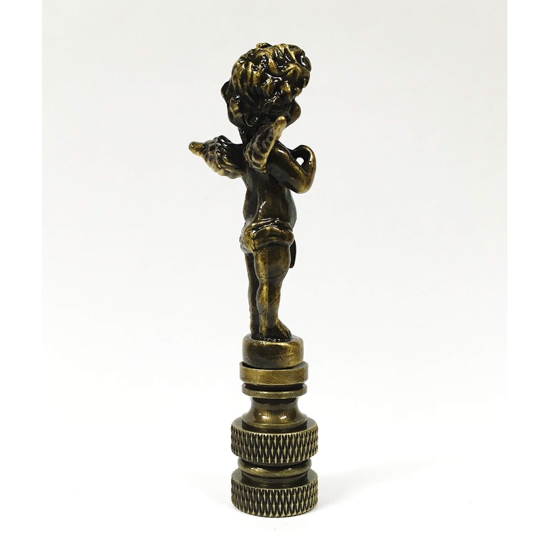 Lamp Finial-Cherub-Antique Brass Finish, Highly Detailed Metal Casting