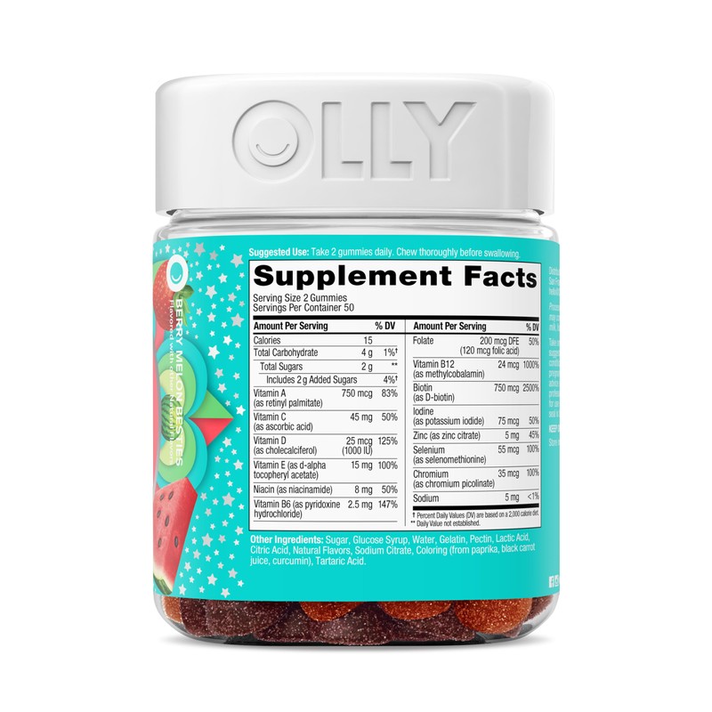 OLLY Teen Girl Multi Gummy, Healthy Skin and Immune Support*,
