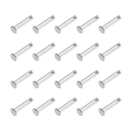 PATIKIL 4 x 20mm Single Hole Clevis Pins, 20 Pieces 304 Stainless Steel Flat Head Pin for Hitch Pin Lock Link Hinge Systems, Silver