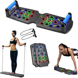 Home Workout Equipment Multi-Functional Pushup Stands System Fitness Floor Chest Muscle Exercise Professional Equipment Burn Fat Strength Training Arm Men & Women Weights (28 + pull rope)