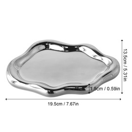 Nivofu Jewellery Tray Ceramic Jewellery Plate Ring Bowl Watch Key Tray Irregular Jewellery Tray Women for Ring Watches Keys Earrings Necklaces Birthday Mother's Day (Cloud, Silver)