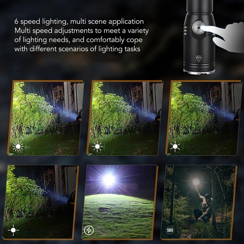 LED Camping Flashlight Professional High Brightness 2050lm USB Rechargeable Portable