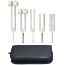 AAProTools Aluminum Alloy Sensory Tuning Fork Activator for Healing, Therapy Non Magnetic, One Each of C 128, C 256, C 512, C 1024, C 2048 Tuning Forks, 5 Pcs