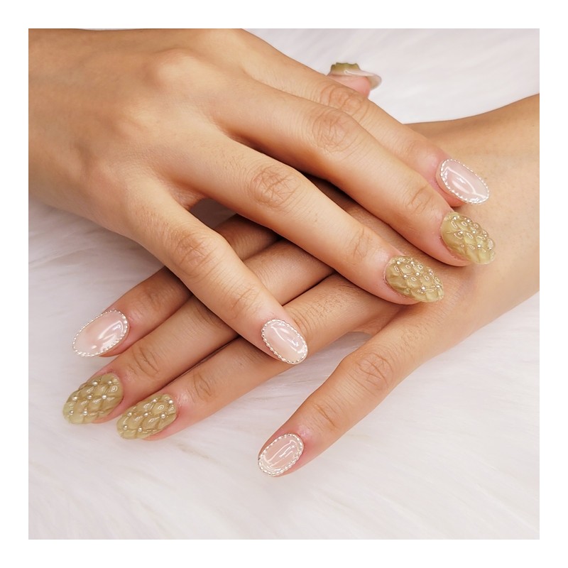 Matcha embo handmade nail tip - ballerina / 말차엠보 수제네일팁