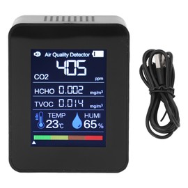 5 in 1 Air Quality Detector Portable Indoor Tester CO2 HCHO TVOC Temperature Humidity Monitor for Home Car Office