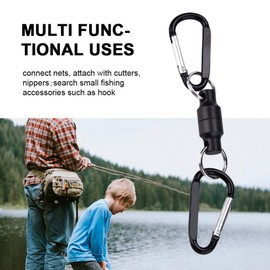 Nikou Lanyard Clip Magnet Buckle Fly Fishing Magnet Net Release Clip Hanger Lanyard Clip (Double Black)