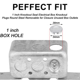 Yaocom 12 Pcs Knockout Seal Electrical Box Knockout Plugs Round Steel Removable Seal Various Sizes for Closure Unused Box Outlets, Compatible with Size of The Conduit Pipe(1 Inch)