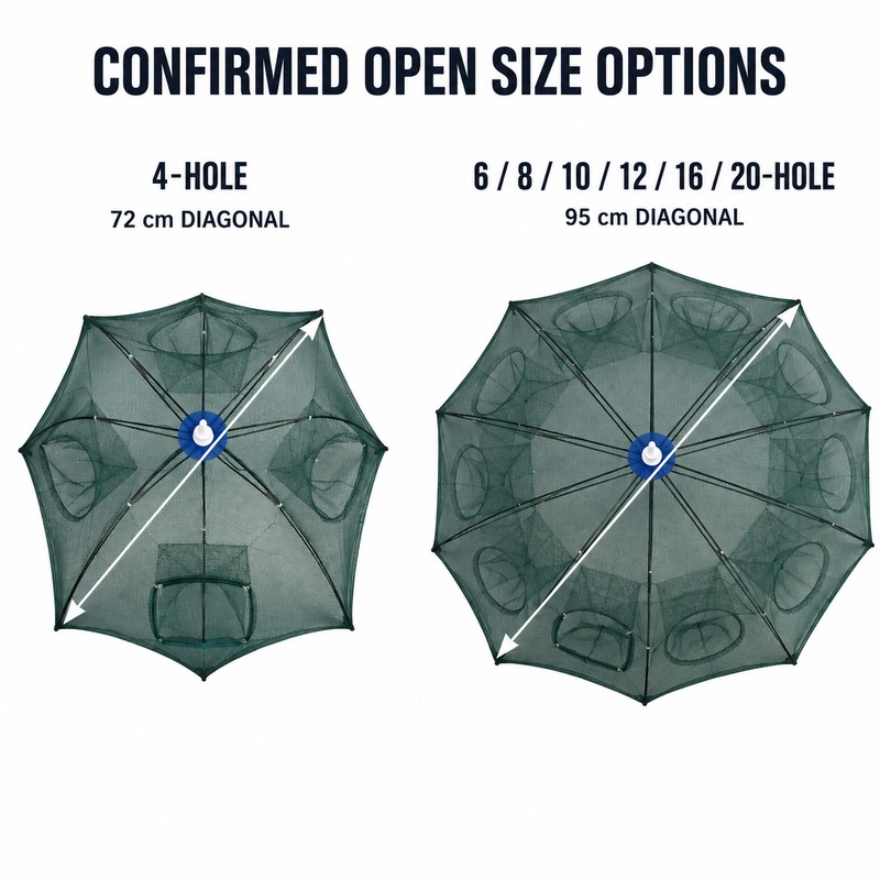 Portable Folding 6/8/16/20 Hole Automatic Fishing Trap for Fish, Shrimp