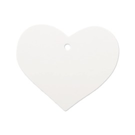 LWR Crafts 100 Hang Tags Heart with Jute Twines 100ft (2 3/8" x 2 3/16", White)