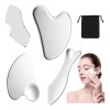4 Herramientas Faciales Gua Sha De Acero Inoxidable, Set De