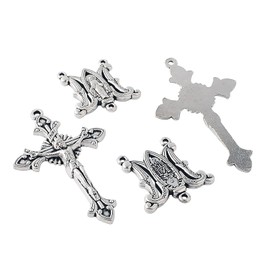 Luomu 3 Sets of Catholic Virgin Mary Centerpiece and Pardon Crucifix for DIY Making Rosary, Metal, No Gemstone