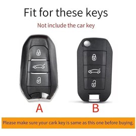 ontto Metal Car Key Case Key Cover Fits Peugeot 308 408 508 2008 3008 4008 Citroen C4L Picasso DS3 DS4 Opel Mokka Zafira Protective Key Case Cover B Black, B Black