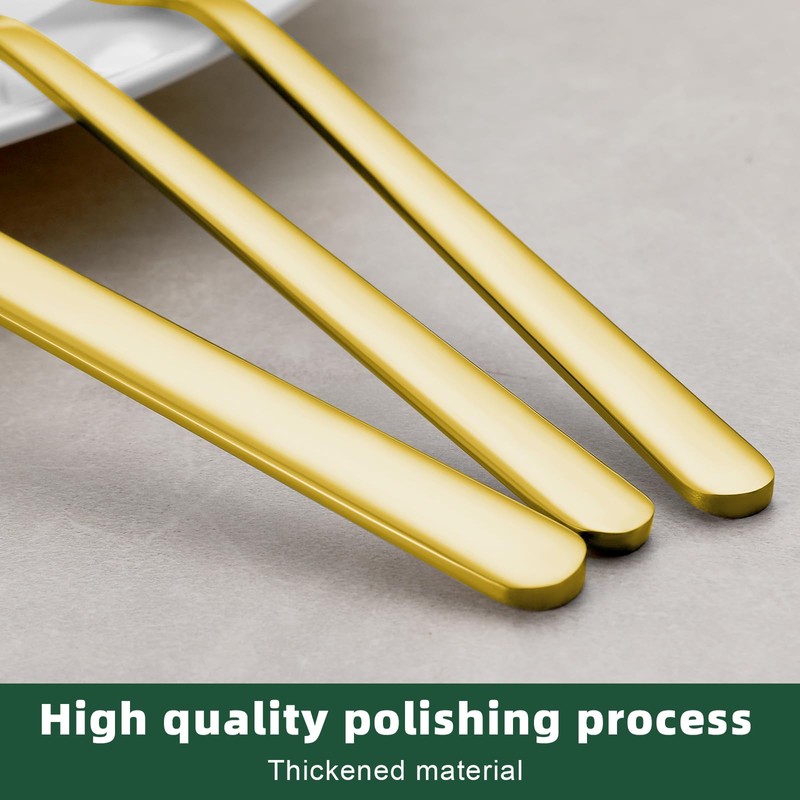 48 Pcs Gold Silverware Set with Steak Knives, Food-Grade Stainless