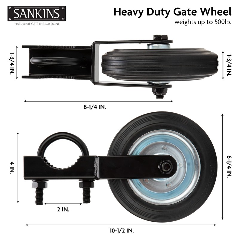 SANKINS Gate Helper Wheel for Supporting Metal Swing Gates with