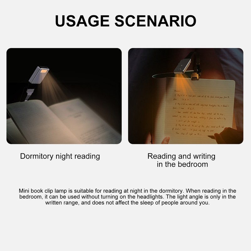 Portable Rechargeable Reading Light Magnetic Clip On Book Light for