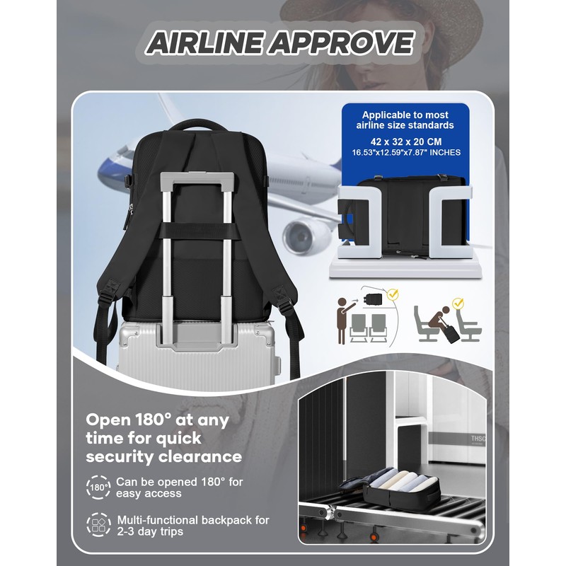 BJLFS Travel Backpack for Women Carry on Backpack Flight Approved