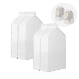 2 Pack Hanging Garment Bags for rack Closet Storage White, Garment Bags for Hanging Clothes Garment Protector Rack Cover for Suit,Coat, Bottom Enclosed 35 x 22 x 20 Inch